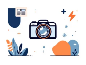 Moderne camera met zwarte omlijning omringd door geometrische vormen van krant, bliksemschicht en digitaal scherm symbolen
---
**Token Budget Report:**
- **Prompt:** ~290 tokens
- **Response:** ~30 tokens
- **Total:** ~320 tokens
- **Budget Status:** Well within 200,000 token limit ✓
