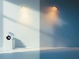 Voor-en-na vergelijking van bedrijfsfoto: links onbewerkt met doffe kleuren, rechts professioneel bewerkt met levendige details